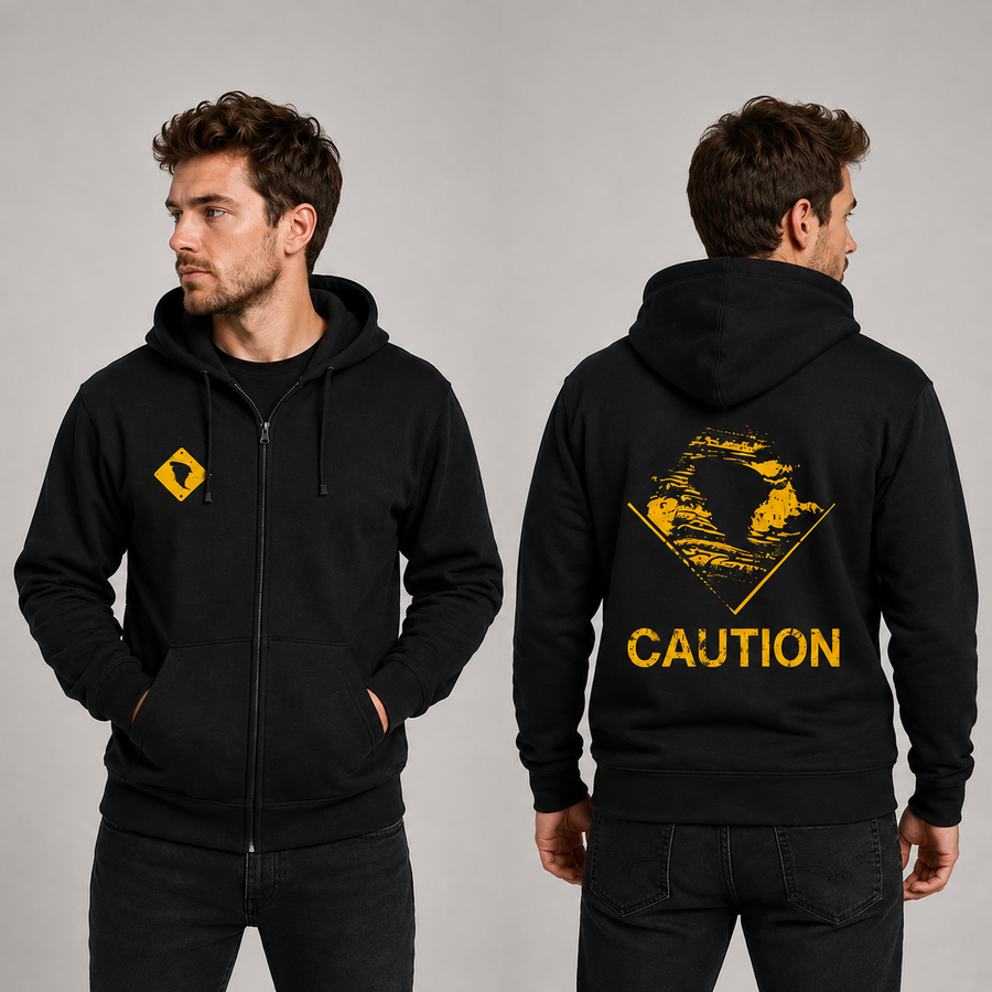 Caution zip hoodie (men's)