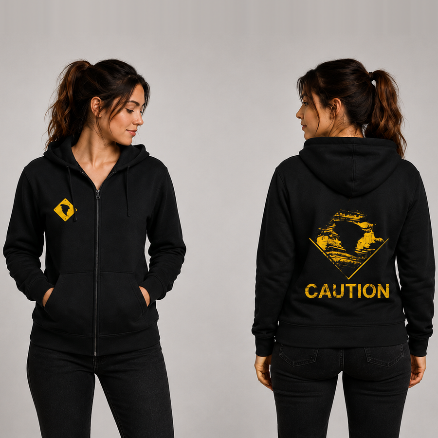 Caution zip hoodie (women's)